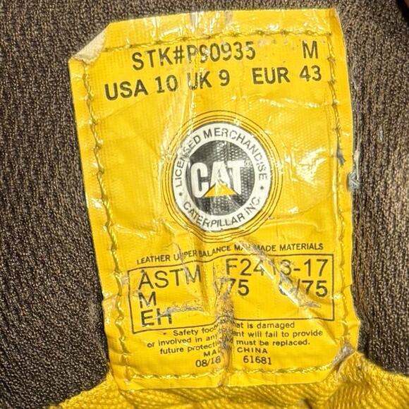 CAT Threshold Brown Leather Steel Toe Work Boots Men’s 10 P90935 - Picture 5 of 8